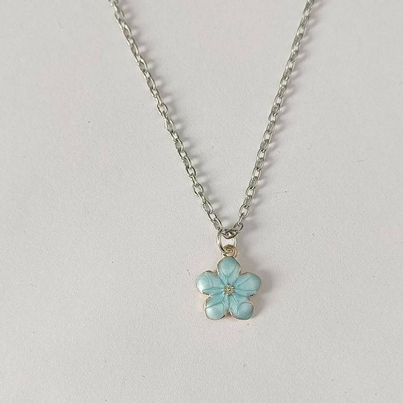 Junges Mädchen Kleidung Neue Glasierte Fünfblättrige Blume Halskette Beliebte Legierung Öl Tropfte Hyun EINE Stil Blume Anhänger Halskette_voghion.com