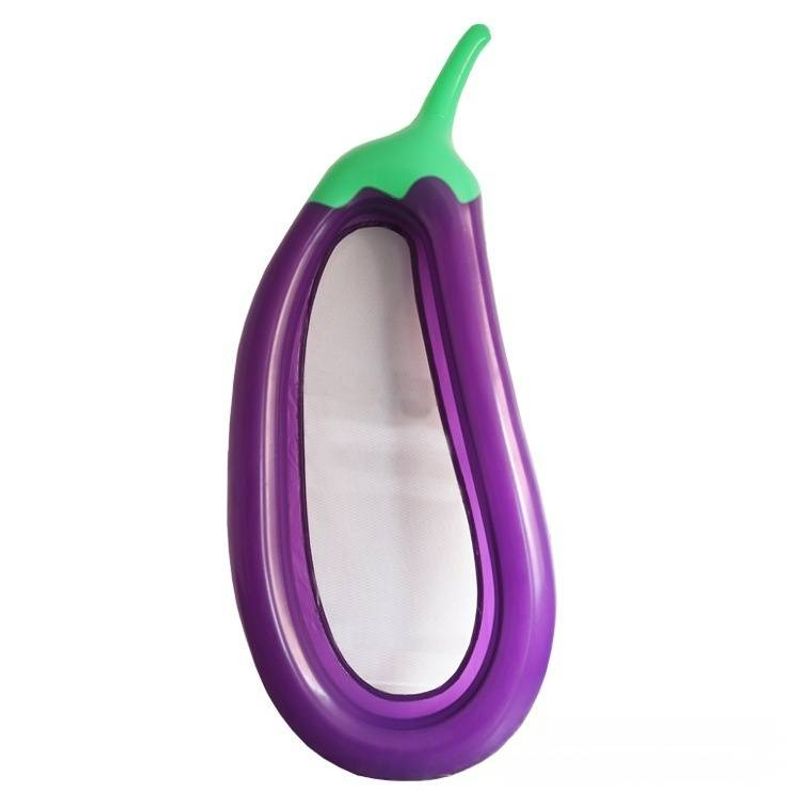 Eggplant Pool Float - Oversized Inflatable Lounger With Net & Foldable Design, Thickened PVC For Adults_voghion.com