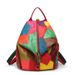 Spliced contrasting color new Korean version trendy and fashionable travel spring backpack small cowhide bag_voghion.com