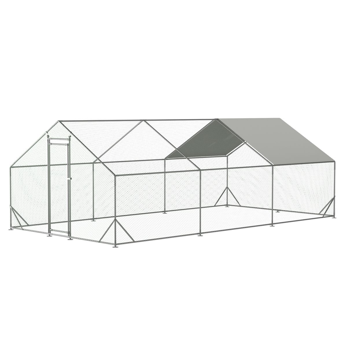 Large Metal Chicken Coop, Walk-in Chicken Run,Galvanized Wire Poultry Chicken Hen Pen Cage, Rabbits Duck Cages With Waterproof And Anti-Ultraviolet Cover For Outside(10' L X 20' W X 6.56' H)_voghion.com