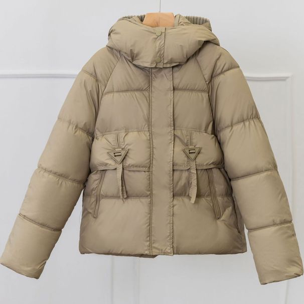 Women's Winter Hooded Puffer Jacket - Fashionable Patchwork Design, Warm & Slimming Short Coat For Casual & Commuting_voghion.com