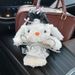Neu Perlen Schleife Silber Leder Rock Plüsch Hängeohren Kaninchen Cartoon Anhänger Niedlichen Häschen Puppe Tasche Charme_voghion.com