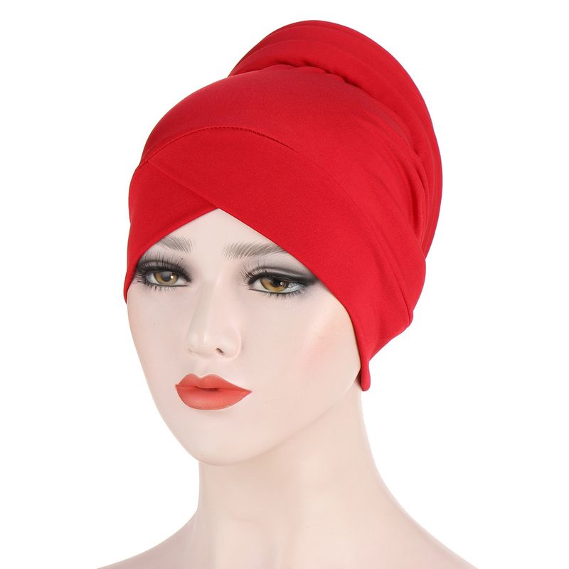  solid color headscarf hat, Muslim chemotherapy cap, sponge back hair bun cap_voghion.com