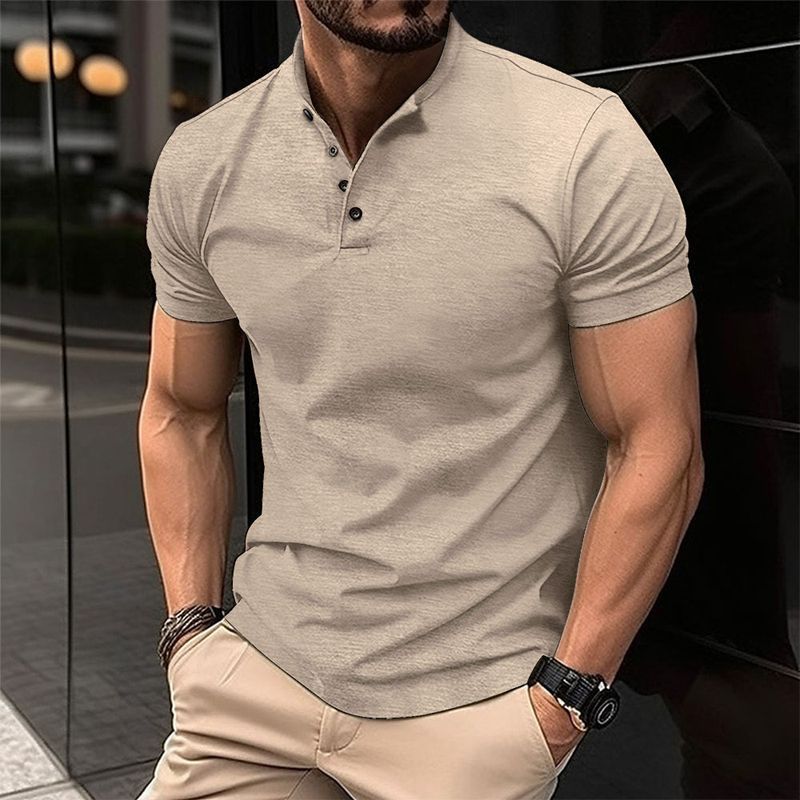 Vêtements pour hommes T-shirt d'été à boutons et col Henley Polo de sport_voghion.com