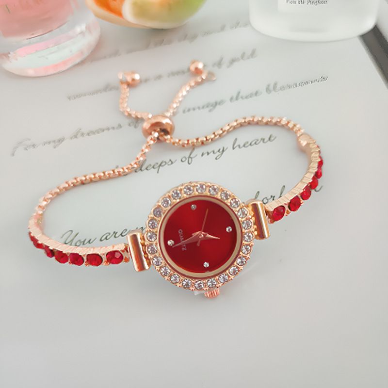 Elegant and fashionable with inlay, colorful diamond student bracelet watch, women's quartz watch_voghion.com