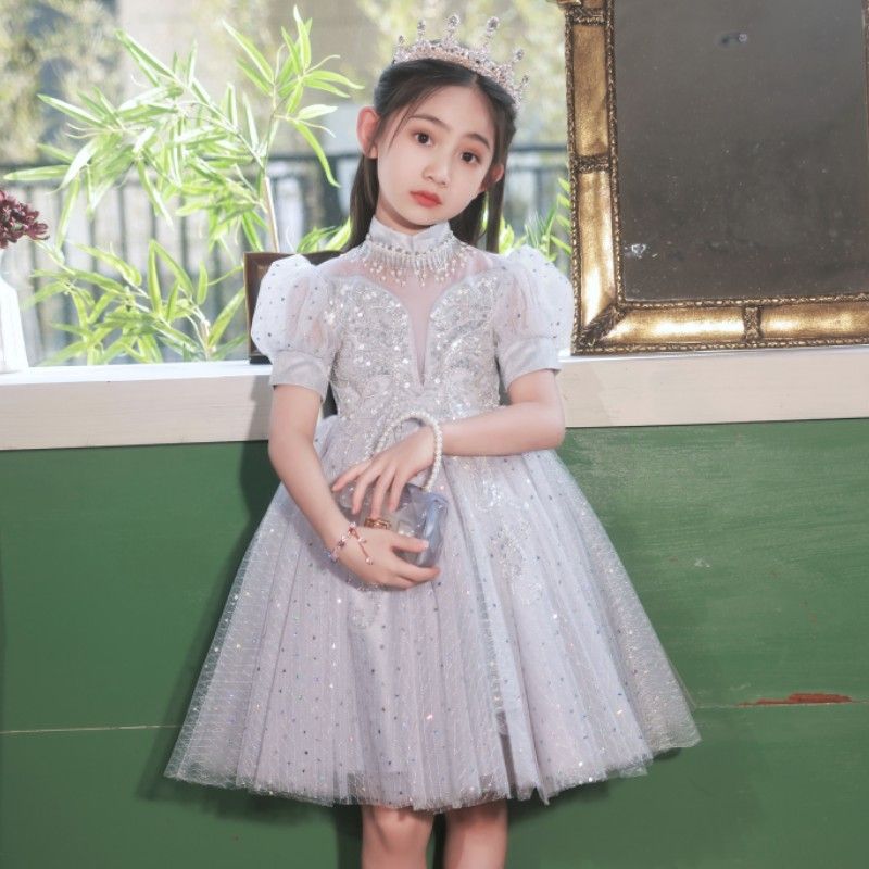Mother & Kids Girls' Dress Light Luxury Niche Piano Performance Clothes Children's Birthday Princess Dress Girls' Hosts Flower Girl's Wedding Dress_voghion.com