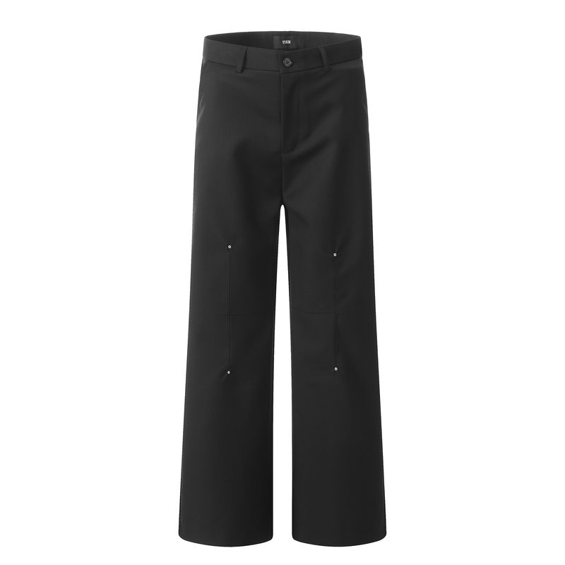 Herrenbekleidung High-End-Nietenhose für Damen und Herren, trendig und vielseitig, lockere, lässige Drapierungshose mit weitem Bein_voghion.com