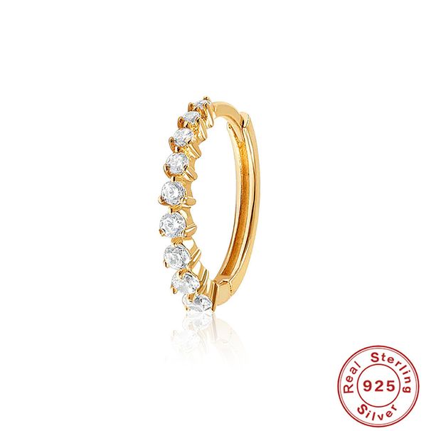 Orecchini a cerchio con diamanti super lucidi, versatili e classici in argento puro, alla moda e di personalità, INS_voghion.com