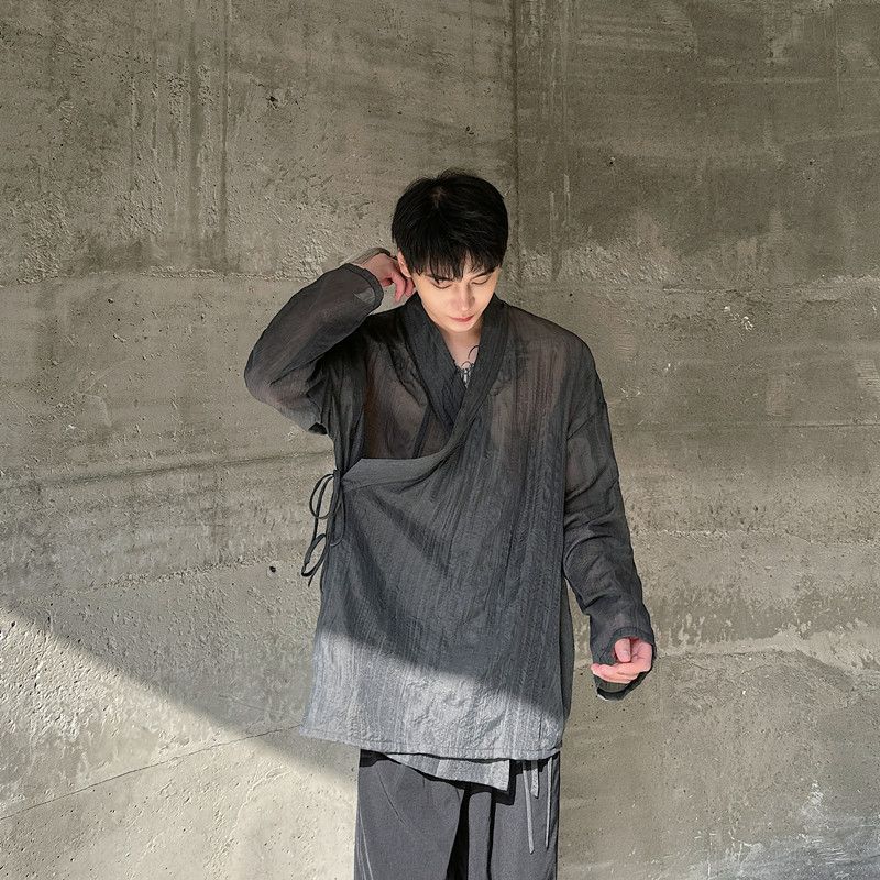 Erwachsene Dünne Durchscheinende Langarm Top Fly Spitze Tops Zen Chinesischen Stil Han Dynastie Sexy Nachtwäsche Junge Jungen_voghion.com