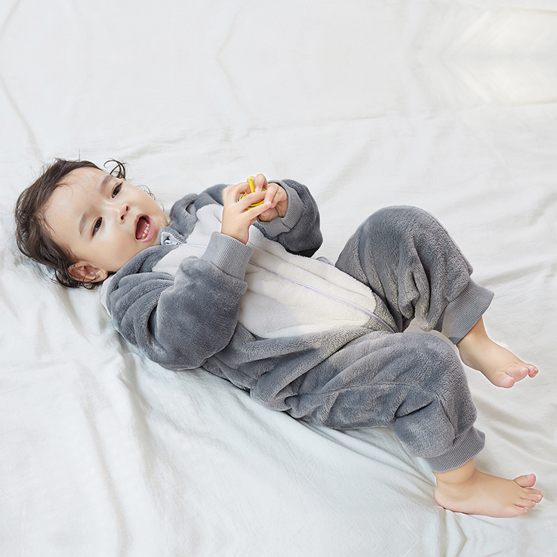 Children's spring and autumn climbing clothes, baby cartoon one-piece clothes, infants and young children flannel climbing_voghion.com