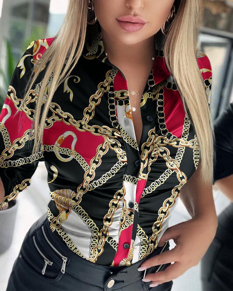 Chemise de banlieue mode boutonnée à manches longues pour femmes_voghion.com