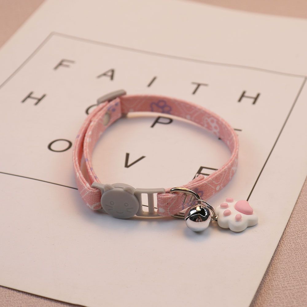 Pet Cat Adjustable Paw Print Collar Small And Medium Dog Neck Ring Accessories_voghion.com