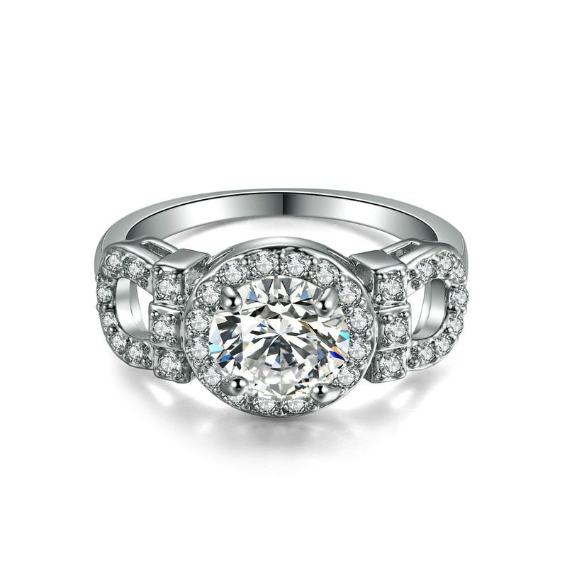 Anello di fidanzamento classico da donna con diamanti Anello in platino placcato in zircone_voghion.com