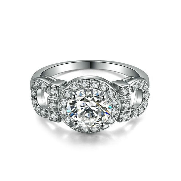 Anello di fidanzamento classico da donna con diamanti Anello in platino placcato in zircone_voghion.com