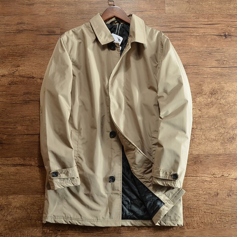Winddicht und wasserdicht 89 Euro ~Herren-Baumwoll-gepolsterter warmer Wintermantel für den Außenbereich, mittellanger bis langer Windbreaker-Mantel_voghion.com