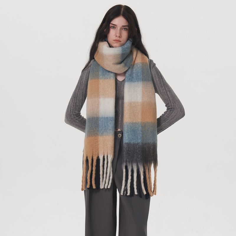 Accessori per abbigliamento AC stesso stile nuova studentessa ragazza ispessita calda moda pendolare tutto abbinato sciarpa invernale in cashmere a quadri per le donne_voghion.com