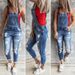 "Premium Hand-Sanded Denim Dungarees | Distressed Skinny Fit | Recycled Cotton Blend | Eco-Friendly Dye | European Festival Outfit"_voghion.com