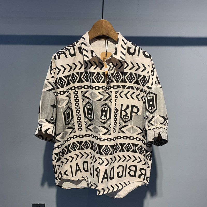 Vintage Amerikan Tarzı Bol Kesim İnce Kısa Kollu Gömlek Rahat Kore Versiyonu Harajuku Tasarım Duyarlılık Günlük Erkek Ceket_voghion.com