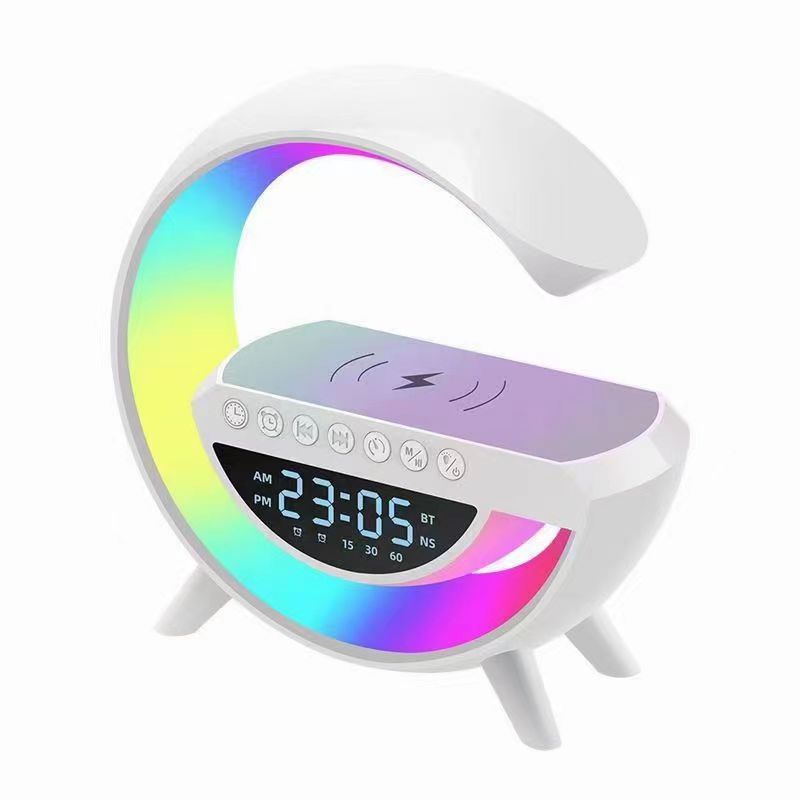 Big G Bluetooth Creative Night Light Colorful With Alarm Clock Smart Desktop Multifunctional Wireless Charging Speaker_voghion.com