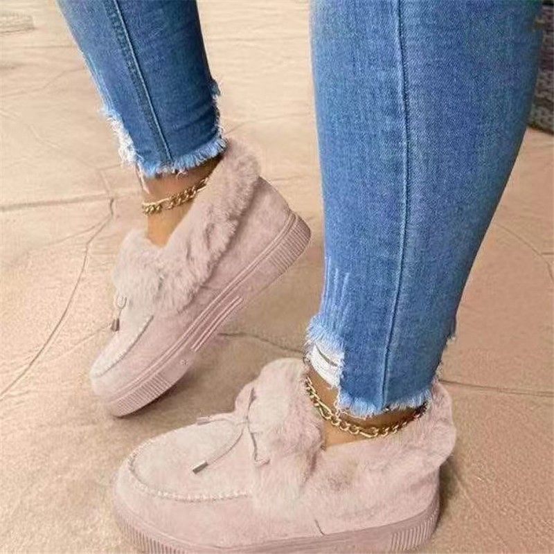 Women's Winter Plush Lined Slip-On Snow Boots With Thick Rubber Sole - Cozy Casual Shoes For Cold Weather In Multiple Colors & Sizes_voghion.com