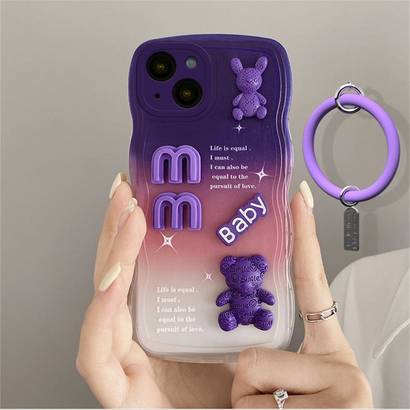 Luxus Gradient 3D Welle Puppe Klar Telefon Fall Für iPhone 14 13 12 11 Pro Max Plus Xs Max Xr 8 7 6 Plus Objektiv Schutz Coque_voghion.com