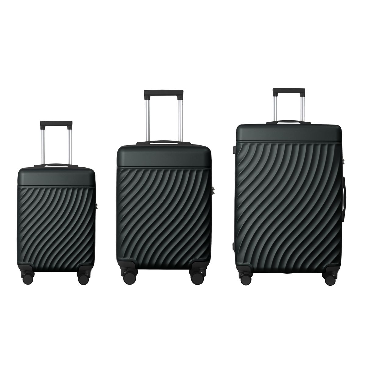 Luggage Sets ABS Hardshell 3pcs Luggage, Lightweight Durable Suitcase Sets Spinner Wheels Suitcase With TSA Lock 20''24''28'' Available(Dark Green)_voghion.com
