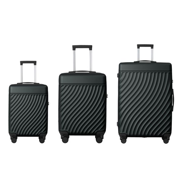 Luggage Sets ABS Hardshell 3pcs Luggage, Lightweight Durable Suitcase Sets Spinner Wheels Suitcase With TSA Lock 20''24''28'' Available(Dark Green)_voghion.com
