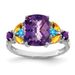 Sterling Silver Rhodium-plated Amethyst, Blue Topaz & Citrine Ring_voghion.com