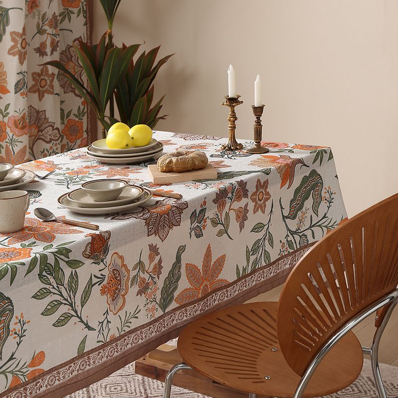 Tovaglia in cotone e lino - Floreale vintage, impermeabile e resistente al calore, per tavoli da pranzo in stile rustico, bar o arredamento boho_voghion.com