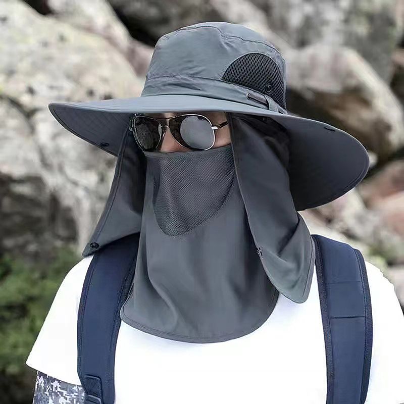 Nouveautés Chapeau de soleil grand avant-toit résistant aux UV, pare-soleil d'été, protection solaire pour pêcheur, pêche en plein air, imperméable, séchage rapide, parapluie respirant_voghion.com
