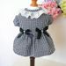 Pet Circle Dog Clothing Cat Clothes Bowknot Lace Collar Edge Black And White Plaid Princess Heart Pearl Dress_voghion.com