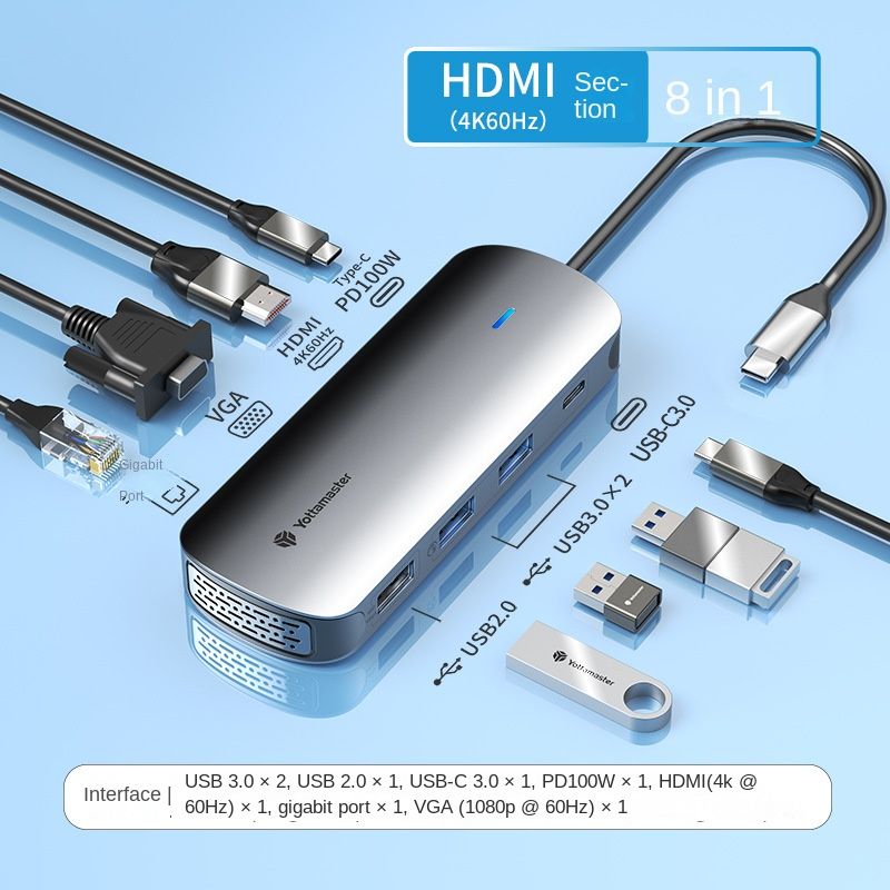 USB3.0 multi-port docking station typec docking station usb hub_voghion.com