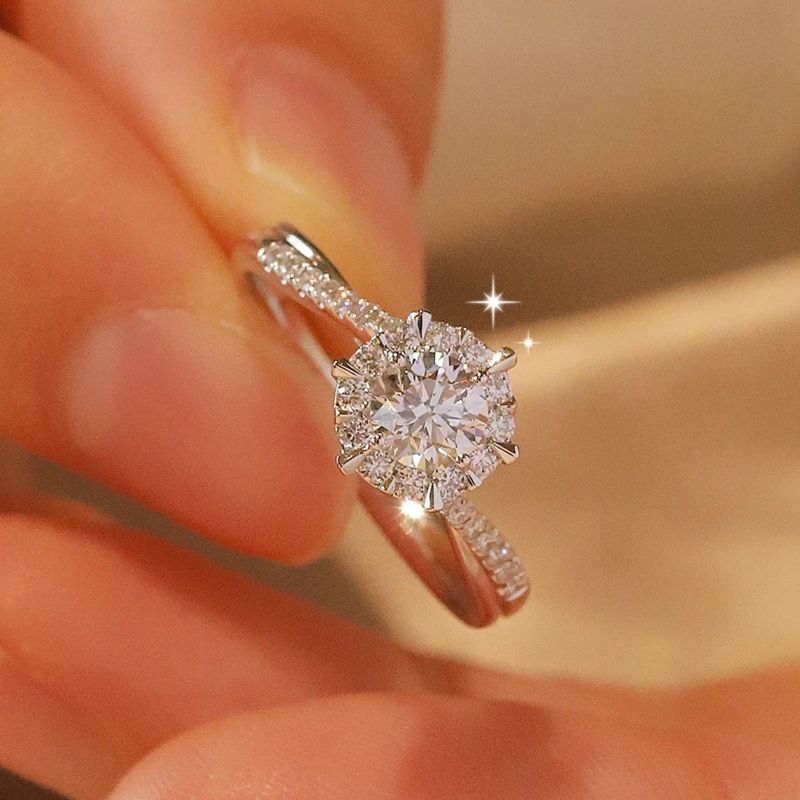 inel din argint sterling cu stea feminină, inel cu diamant țesut în moissanit, un carat, braț răsucit viu, inel feminin, aprovizionare live_voghion.com
