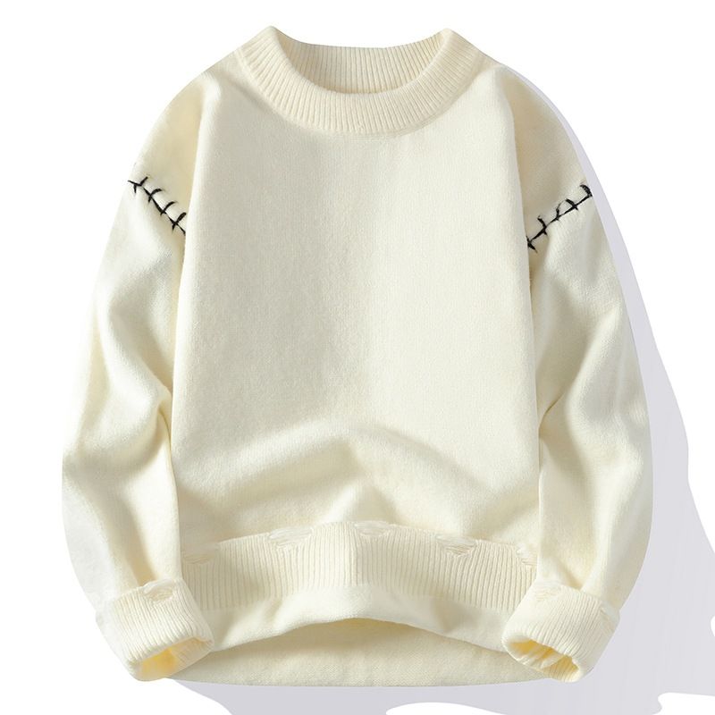 Maglione girocollo a maniche lunghe con maniche lunghe, caldo e casual, da uomo, alla moda, in maglia, abbigliamento maschile_voghion.com