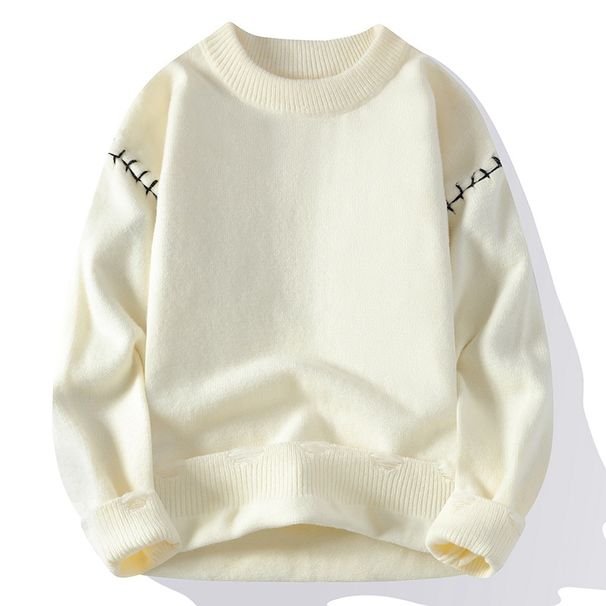 Maglione girocollo a maniche lunghe con maniche lunghe, caldo e casual, da uomo, alla moda, in maglia, abbigliamento maschile_voghion.com