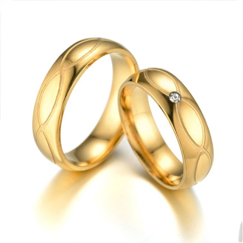 Koreanischer Stil Einfaches Kreuzmuster Titanstahlring Mode Diamantbesetzte Paarringe Schmuck_voghion.com