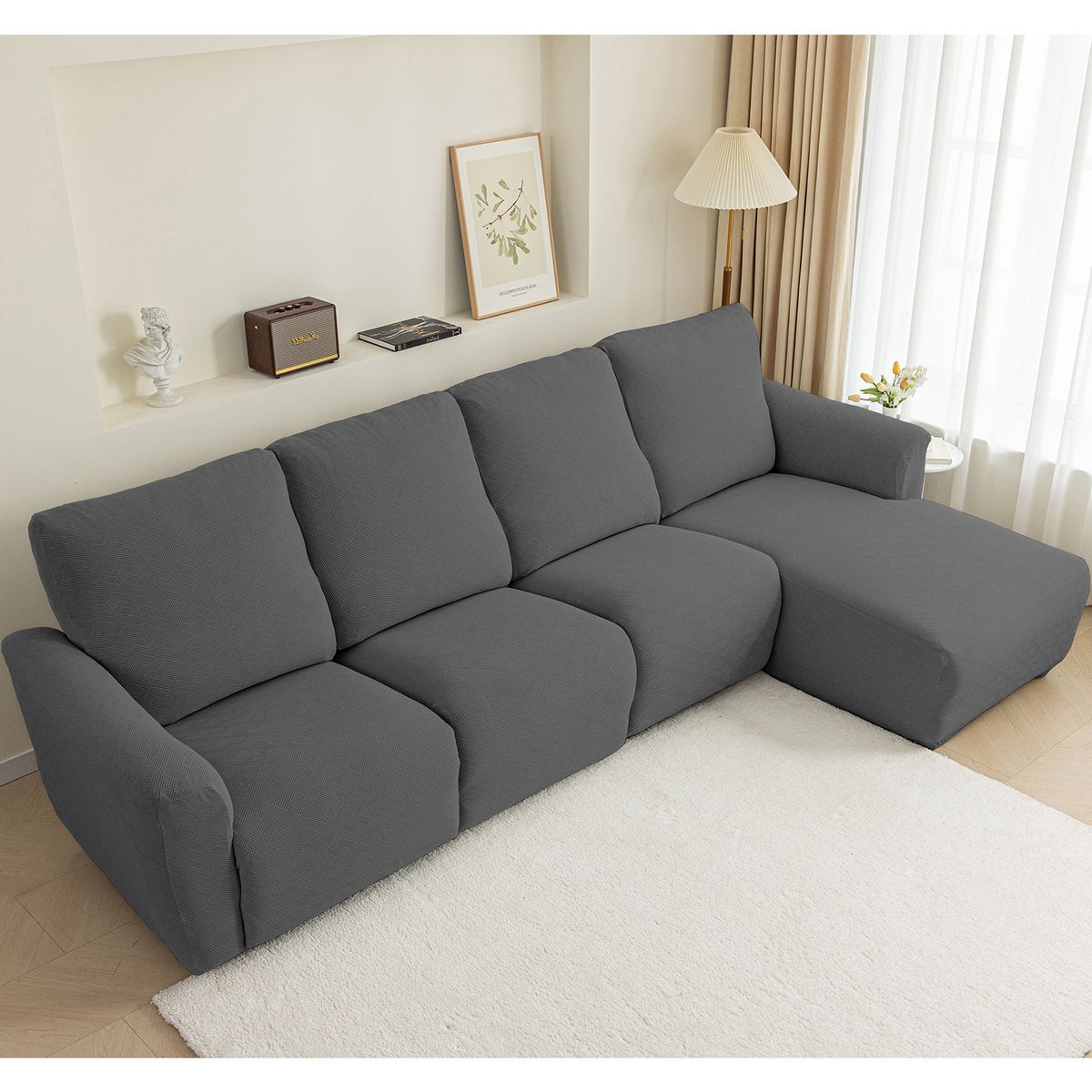 Set copridivano universale elasticizzato – Protezione completa per poltrone reclinabili e divani componibili, tessuto in poliestere di alta qualità, design antiscivolo_voghion.com