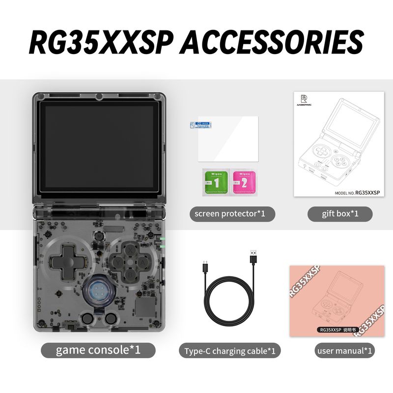 RG35XXSP Handheld Game Console 3.5" IPS Screen Flip Game Player 64G 5000+ Games  3300mAh HDMI connection to TV Transparent Handheld Retro Game _voghion.com