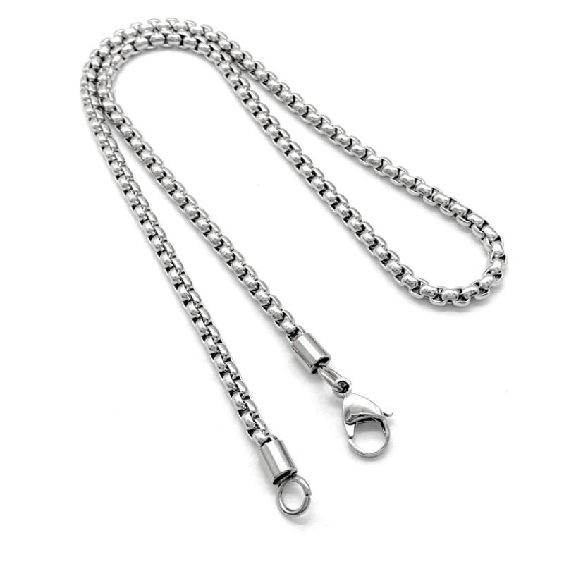 Fashion INS Square Pearl Stainless Necklace Titanium Steel Men's Women's Sweater Chain_voghion.com