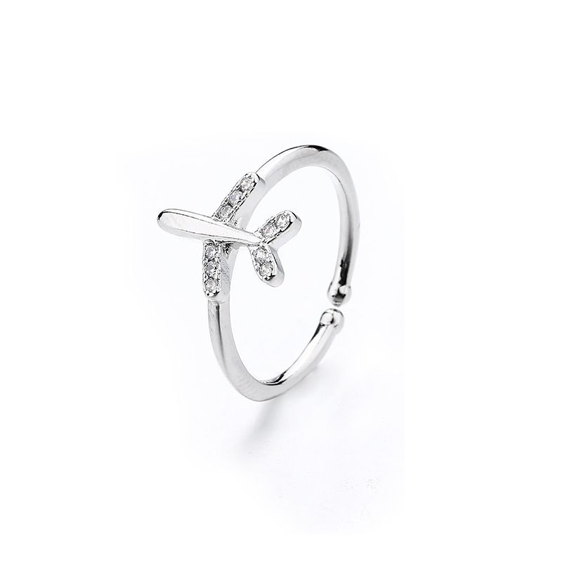 Stempel VENUS Sier Kleur Vliegtuig Ring voor Vrouwen Meisje Gift Kristal Vliegtuigen Reizen Sieraden Dropshipping Gehelen_voghion.com