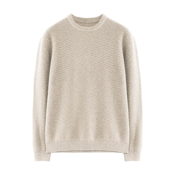 „Grob gestrickter Herrenpullover mit Rundhalsausschnitt – Vintage-Wollpullover für Herbst und Winter“_voghion.com