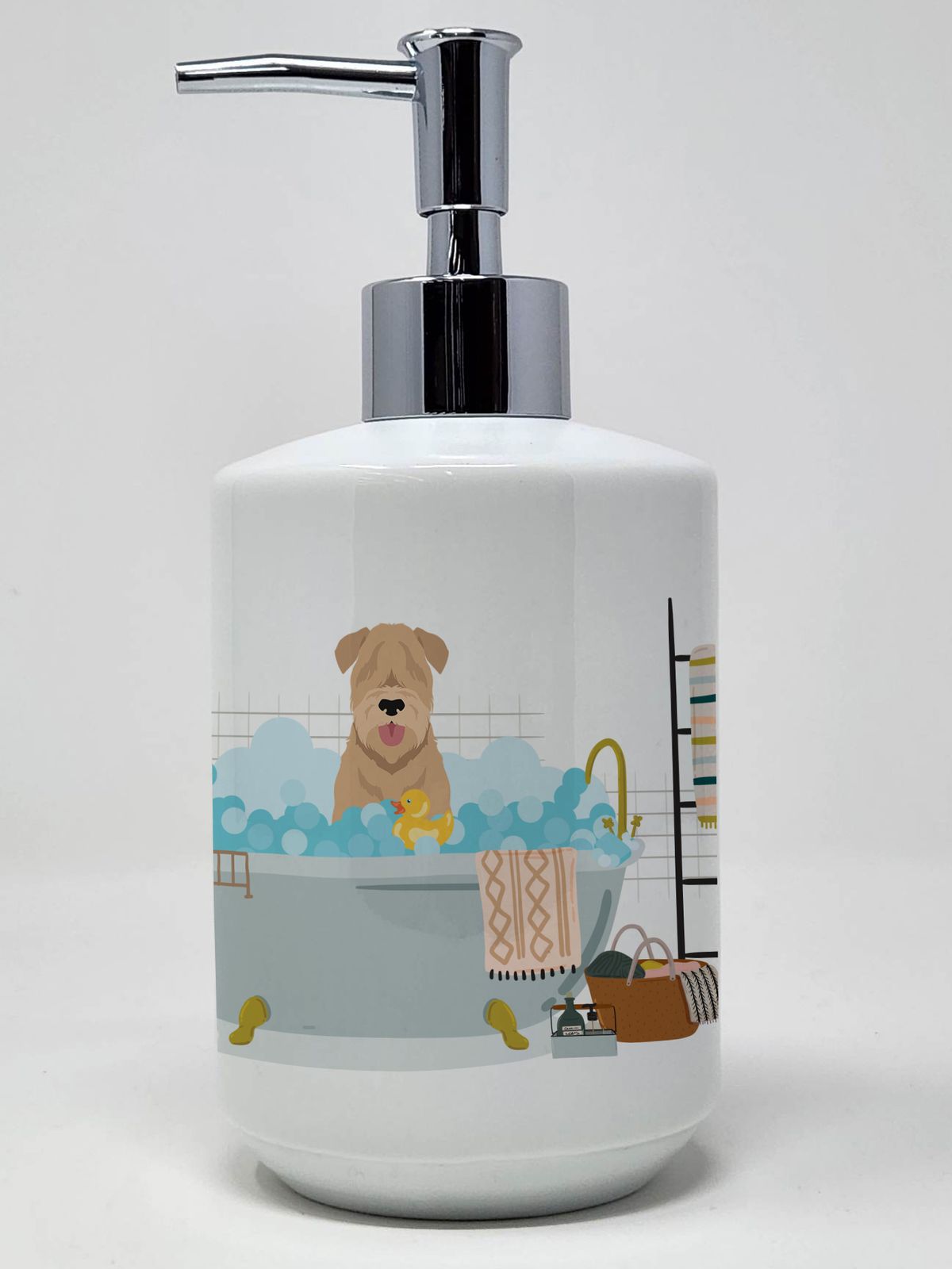 Red Wheaten Terrier Ceramic Soap Dispenser Hand Soap Dispenser Pump Bottles for Bathroom Kitchen, Empty Refillable Liquid Soap Container_voghion.com