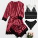 Eros Lab European And American Style Women's Pajamas Four-Piece Set Lingerie Plus Size Export Home Wear Manufacturer Lace_voghion.com