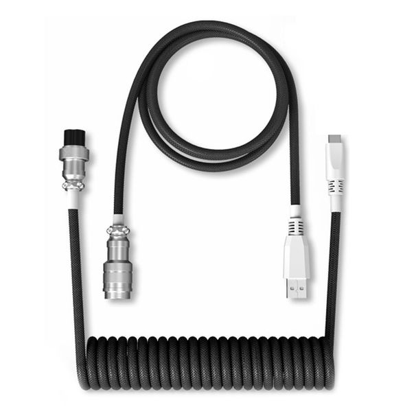 Type C USB Cable Mechanical Keyboard Coiled Cable Wire Mechanical Keyboard Aviator Desktop Computer Aviation Connector_voghion.com