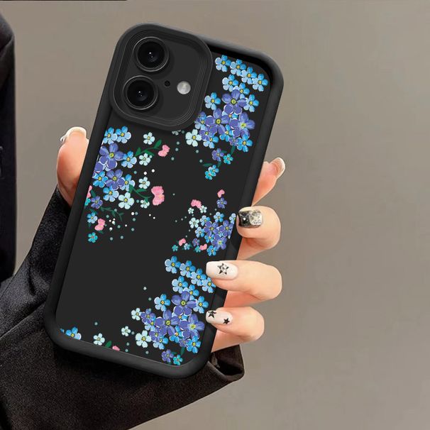 Rustikale kleine Blume für iPhone 16 11 13 14 12 Pro Max 15 Plus SE 2020 X XR XS Max 8 7 Plus Mini Schwarze weiche Silikon-Telefonhülle_voghion.com
