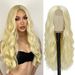 Kairuisi Lace Front Wig 24 Inch Pink - Heat Resistant Synthetic Hair, Middle Part Long Wavy Curly Wig, Natural Looking Hand-Tied + Machine Made_voghion.com