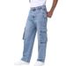 "Men's Stretch Denim Jeans – Relaxed Fit, Multi-Pocket Design (S-XXL, Cotton Blend, Stonewash & Dark Blue)"_voghion.com