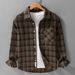Trendy Plaid Long Sleeved Shirt For Men, Fashionable And Versatile, Artistic And Casual, Loose Brushed Top Jacket_voghion.com