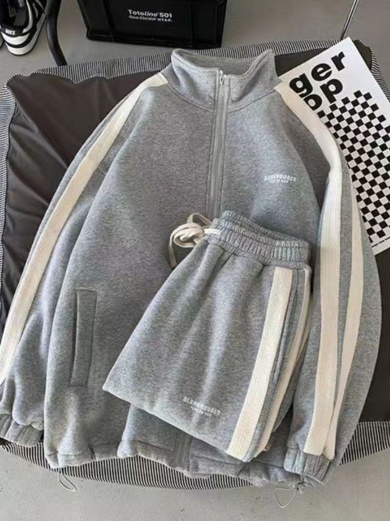 Juspinice Spring Autumn Two-piece Hooded Jacket Zipper Sweatshirt Pants Suit Y2K Street Casual Sports Suit Men Clothing_voghion.com