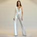 Women's e-commerce independent station women's silver spliced sequined one-shoulder fashion sequined jumpsuit_voghion.com